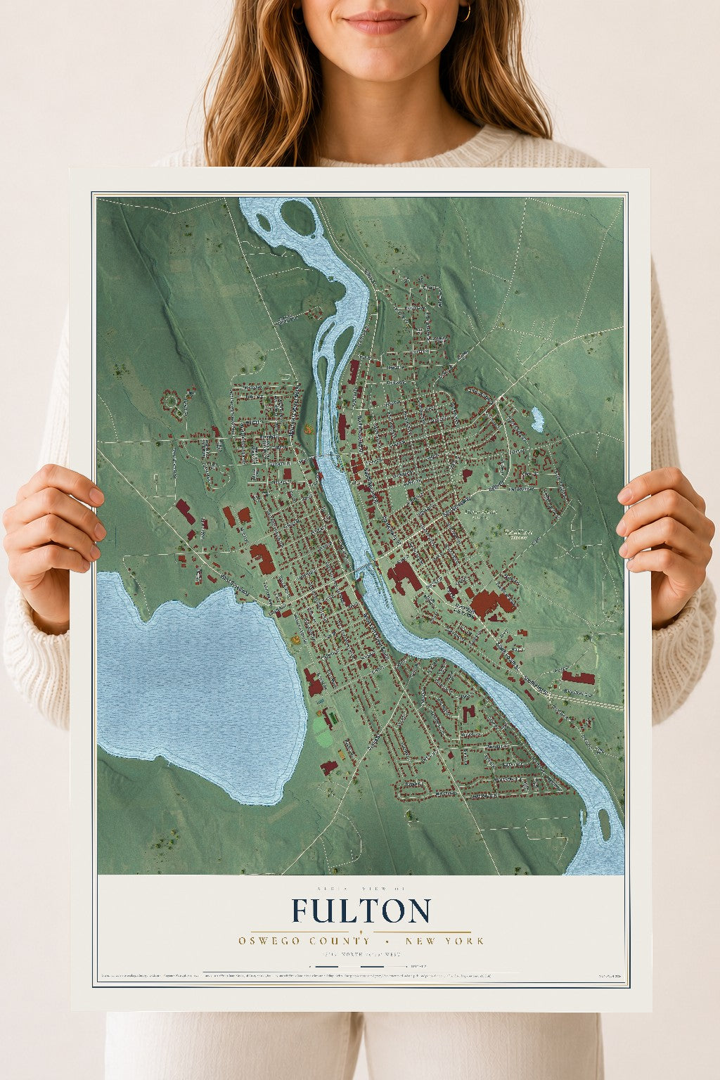 Map of Fulton, Oswego County, New York, 18 x 24 inch unframed archival matte print