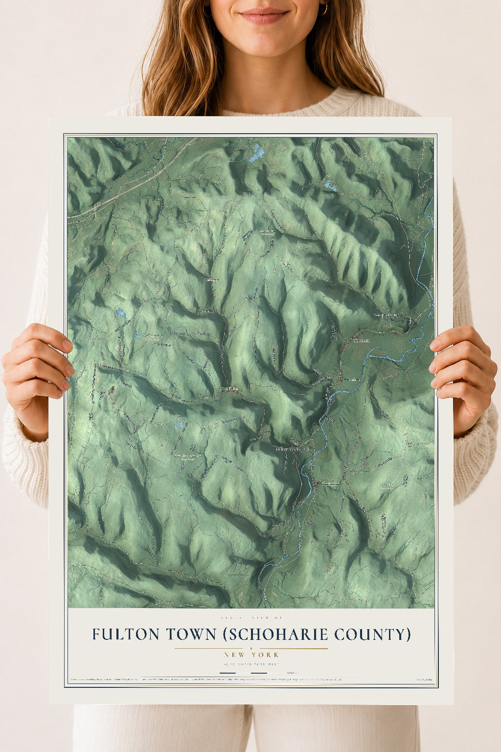 Fulton Town (Schoharie County), New York map print, 18" x 24" Archival Matte Print mockup