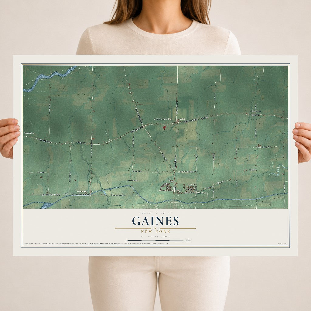 Gaines, New York map print, 18" x 24" Archival Matte Print mockup
