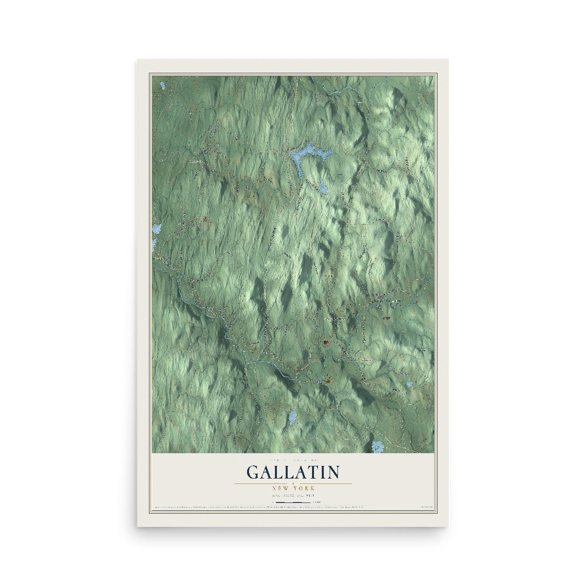 Gallatin, New York map print, 12" x 18" Archival Matte Print mockup