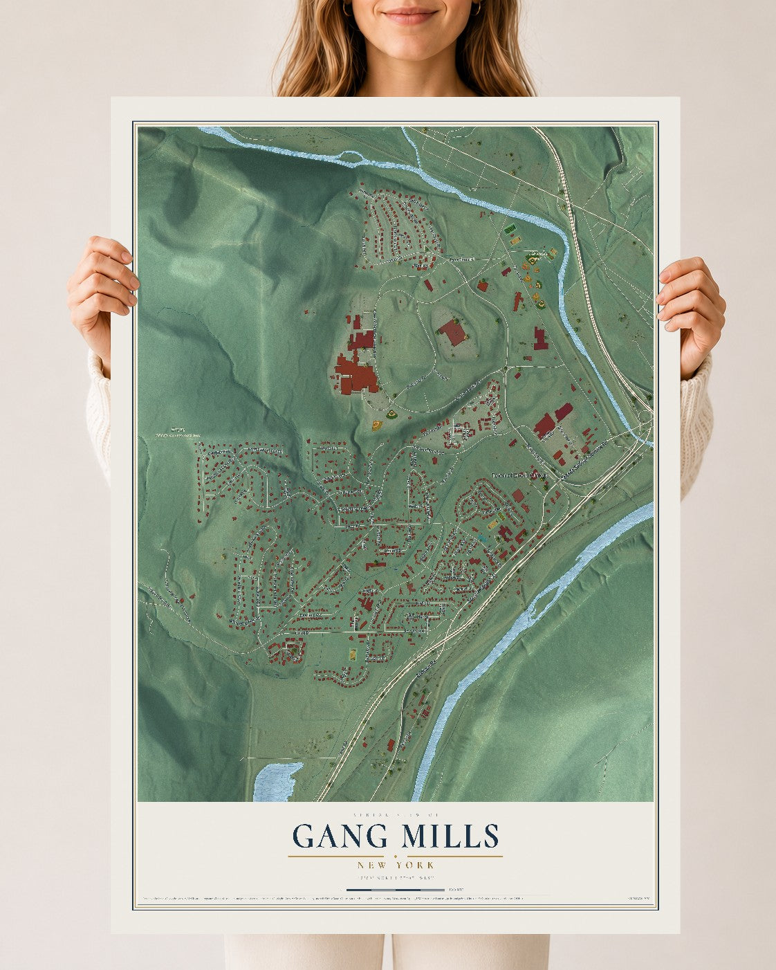 Gang Mills, New York map print, 24" x 36" Archival Matte Print mockup