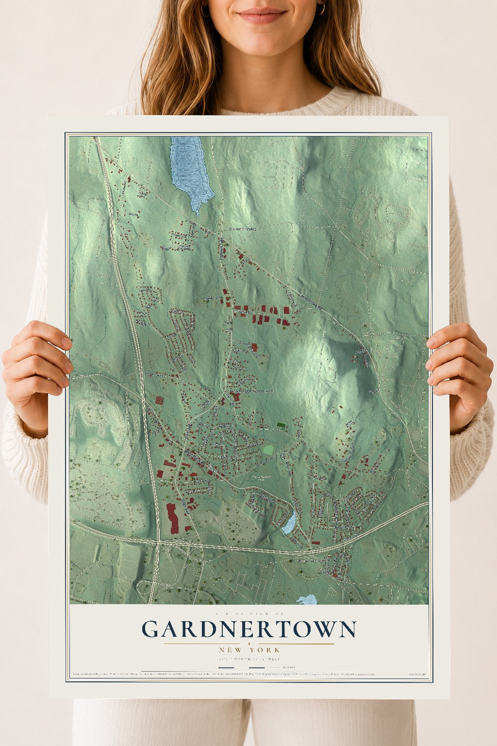 Gardnertown, New York map print, 18" x 24" Archival Matte Print mockup