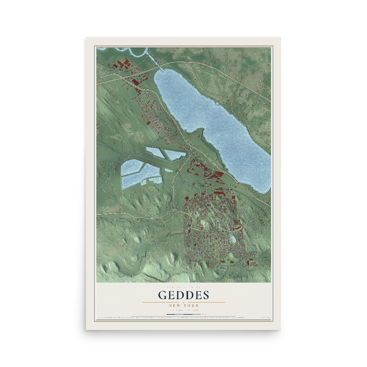 Geddes, New York map print, 12" x 18" Archival Matte Print mockup