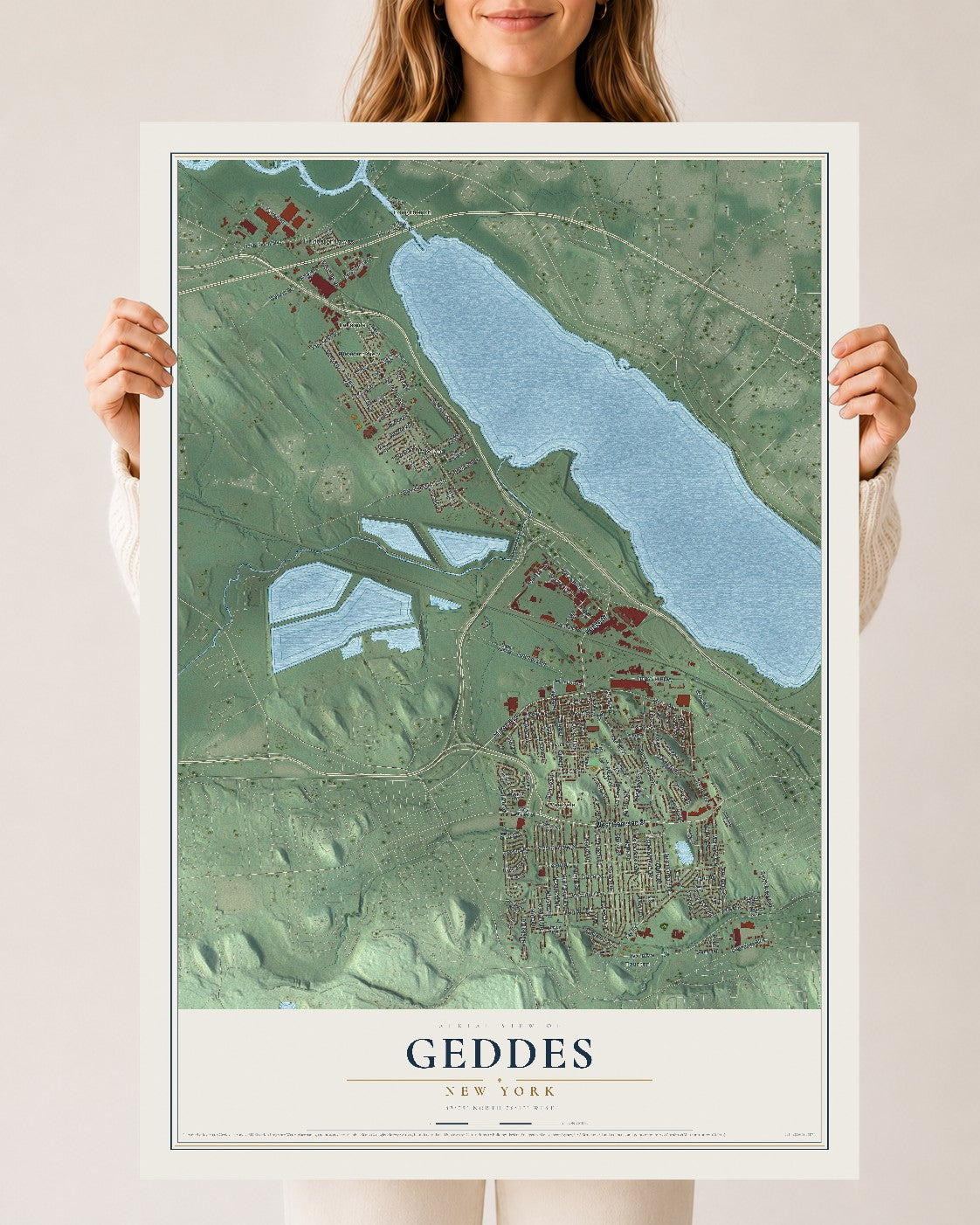 Geddes, New York map print, 24" x 36" Archival Matte Print mockup