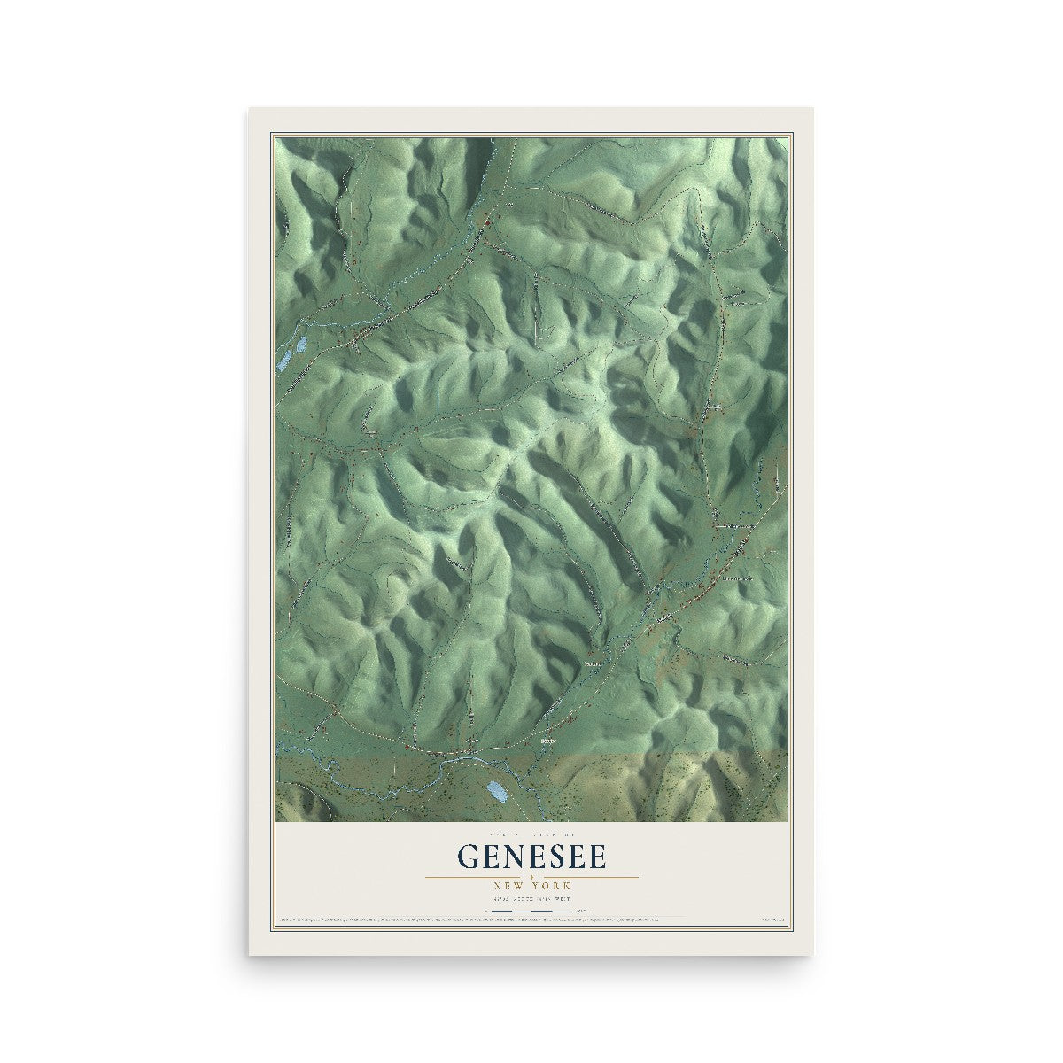 Genesee, New York map print, 12" x 18" Archival Matte Print mockup