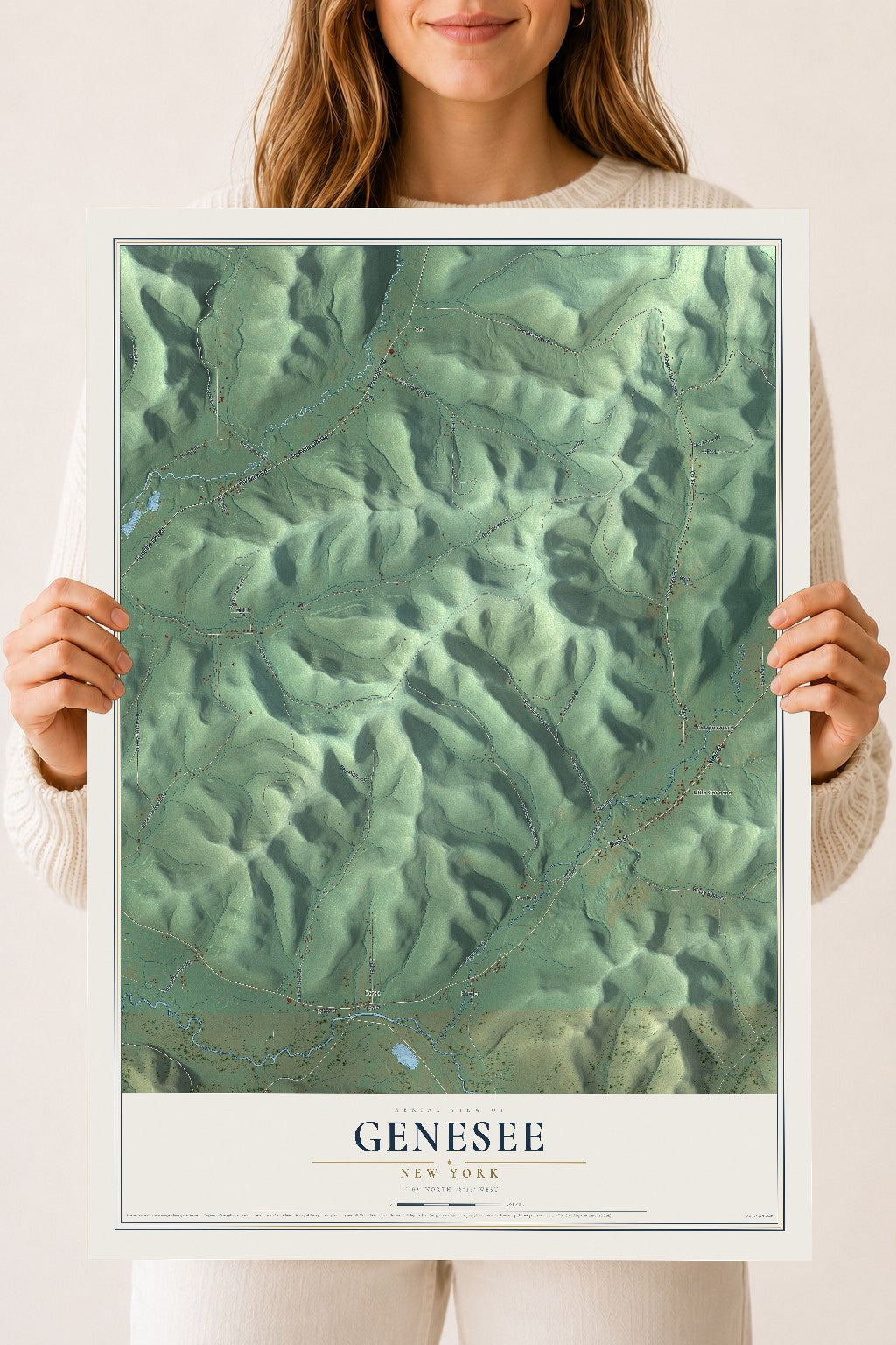 Genesee, New York map print, 18" x 24" Archival Matte Print mockup