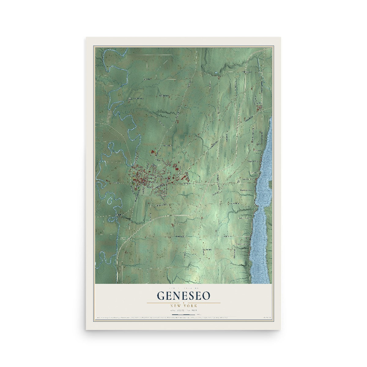 Geneseo, New York map print, 12" x 18" Archival Matte Print mockup