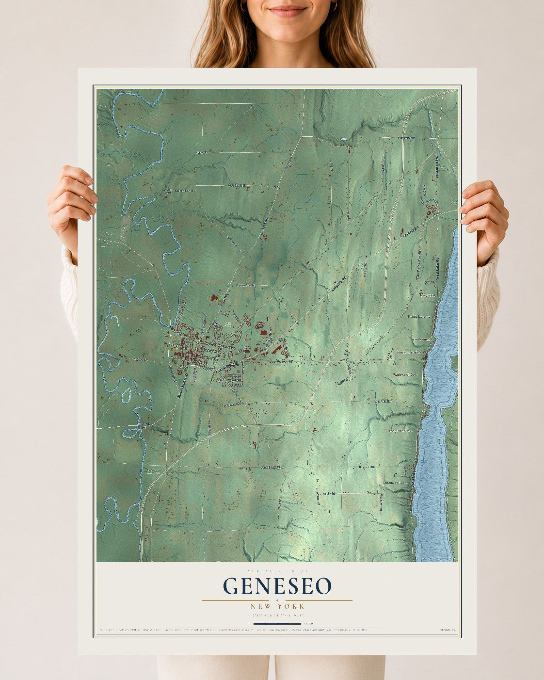 Geneseo, New York map print, 24" x 36" Archival Matte Print mockup