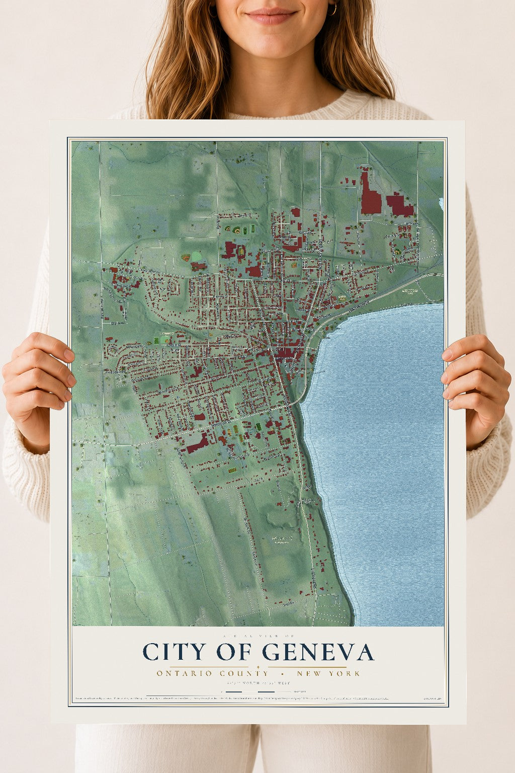 Map of the City of Geneva, Ontario County, New York, 18 x 24 inch unframed archival matte print