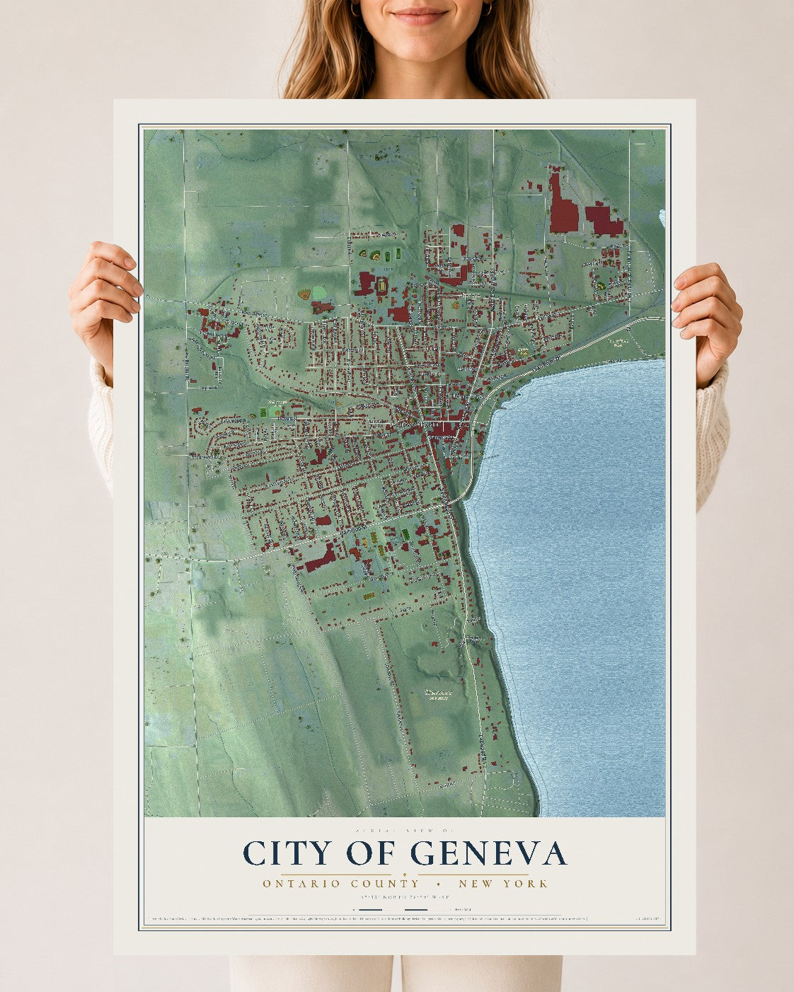 Map of the City of Geneva, Ontario County, New York, 24 x 36 inch unframed archival matte print