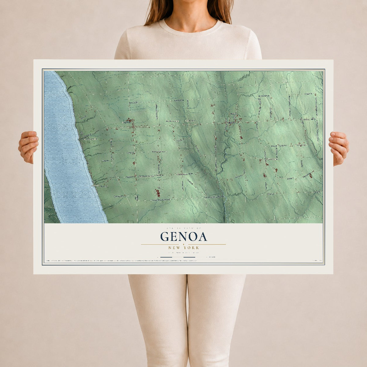 Genoa, New York map print, 24" x 36" Archival Matte Print mockup