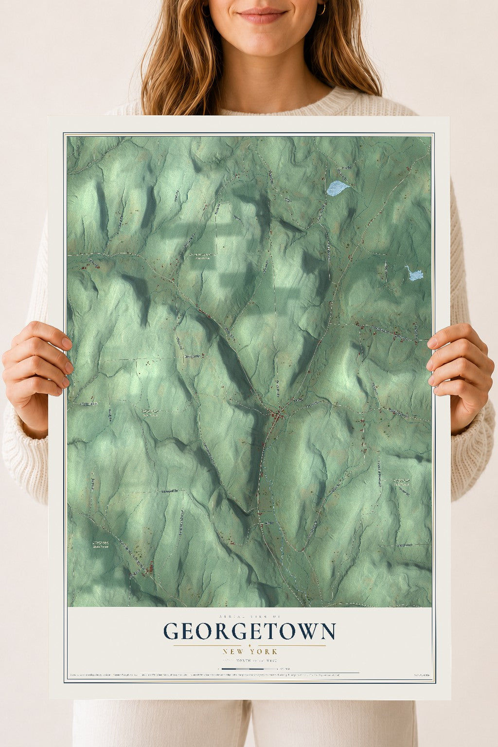 Georgetown, New York map print, 18" x 24" Archival Matte Print mockup