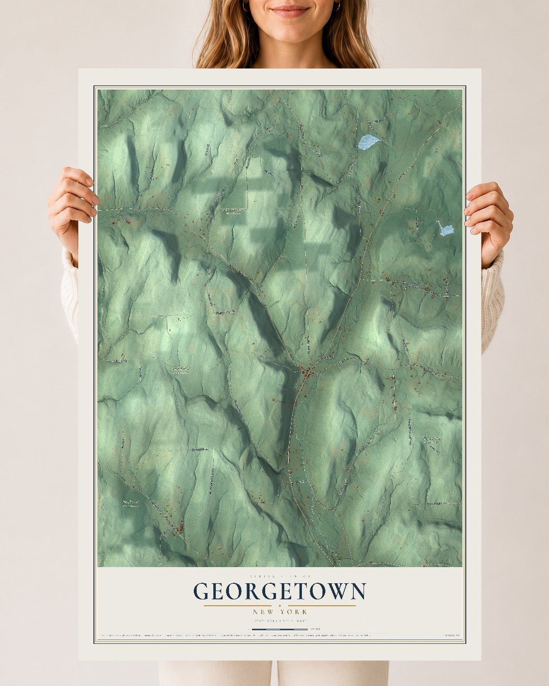 Georgetown, New York map print, 24" x 36" Archival Matte Print mockup