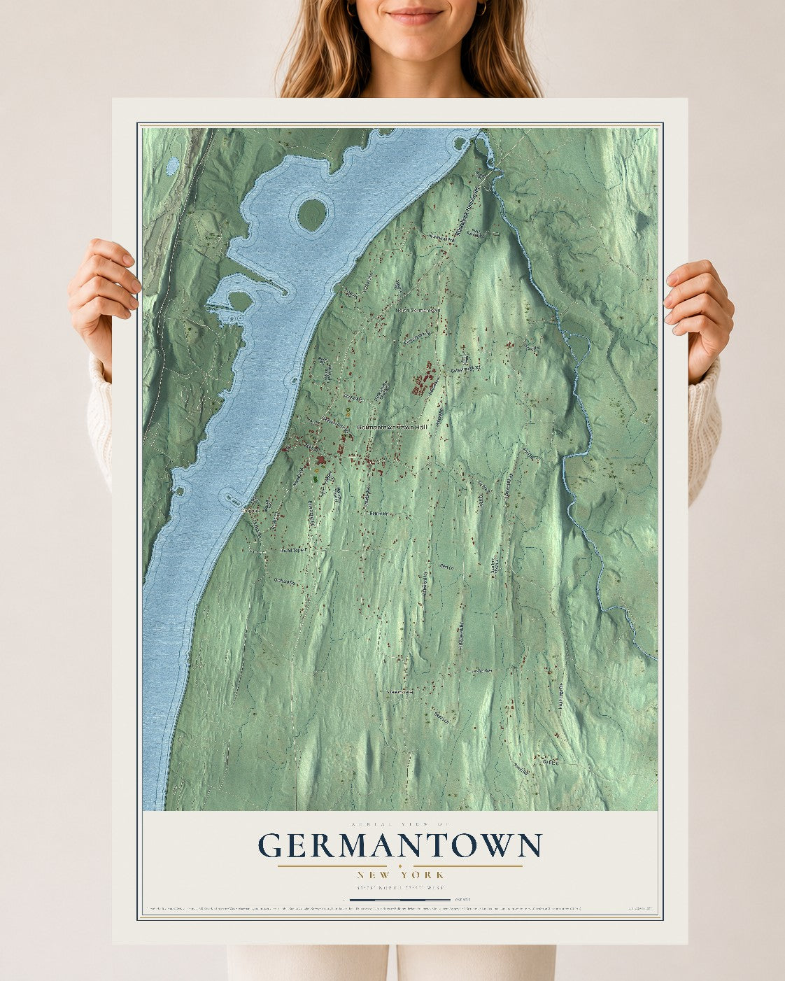 Germantown, New York map print, 24" x 36" Archival Matte Print mockup