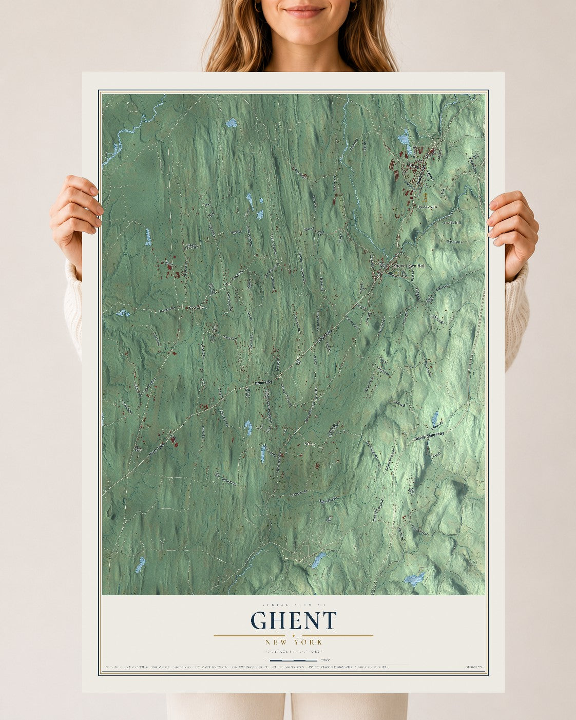 Ghent, New York map print, 24" x 36" Archival Matte Print mockup