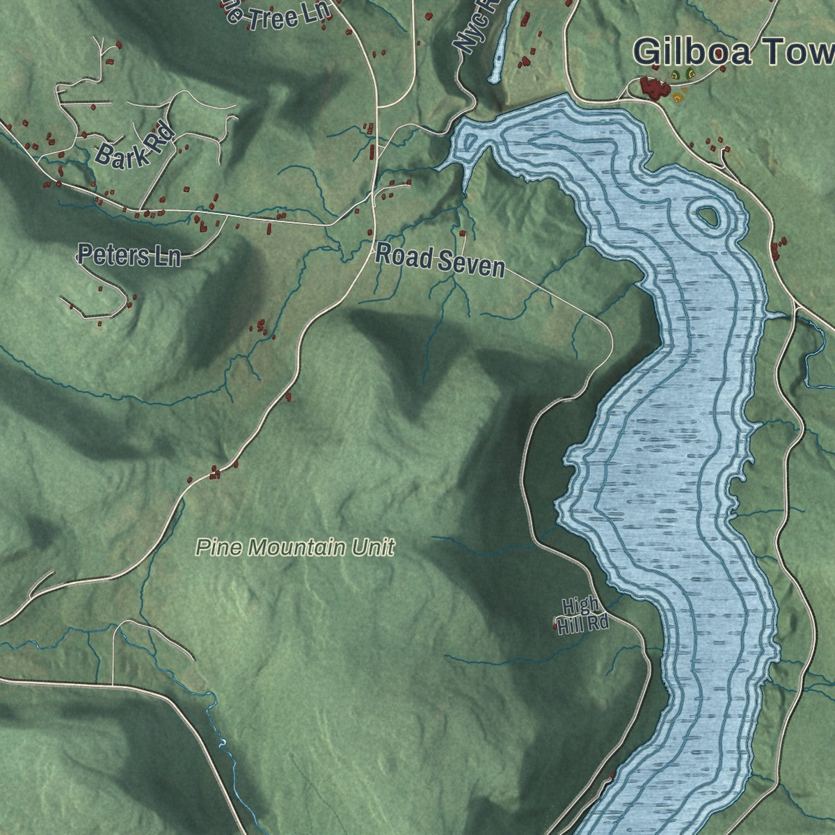 Close-up 1 of the Gilboa, New York map artwork