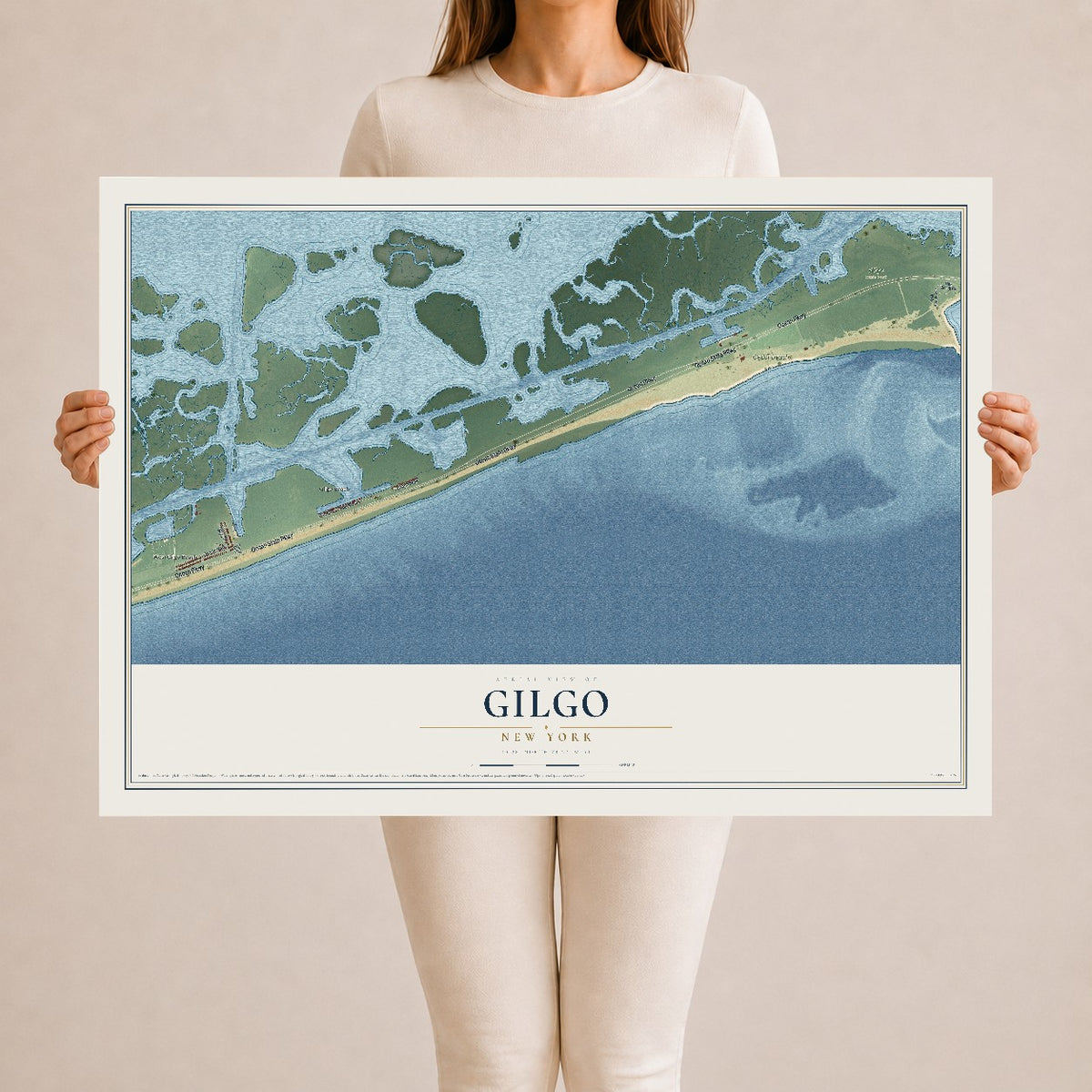 Gilgo, New York map print, 24" x 36" Archival Matte Print mockup