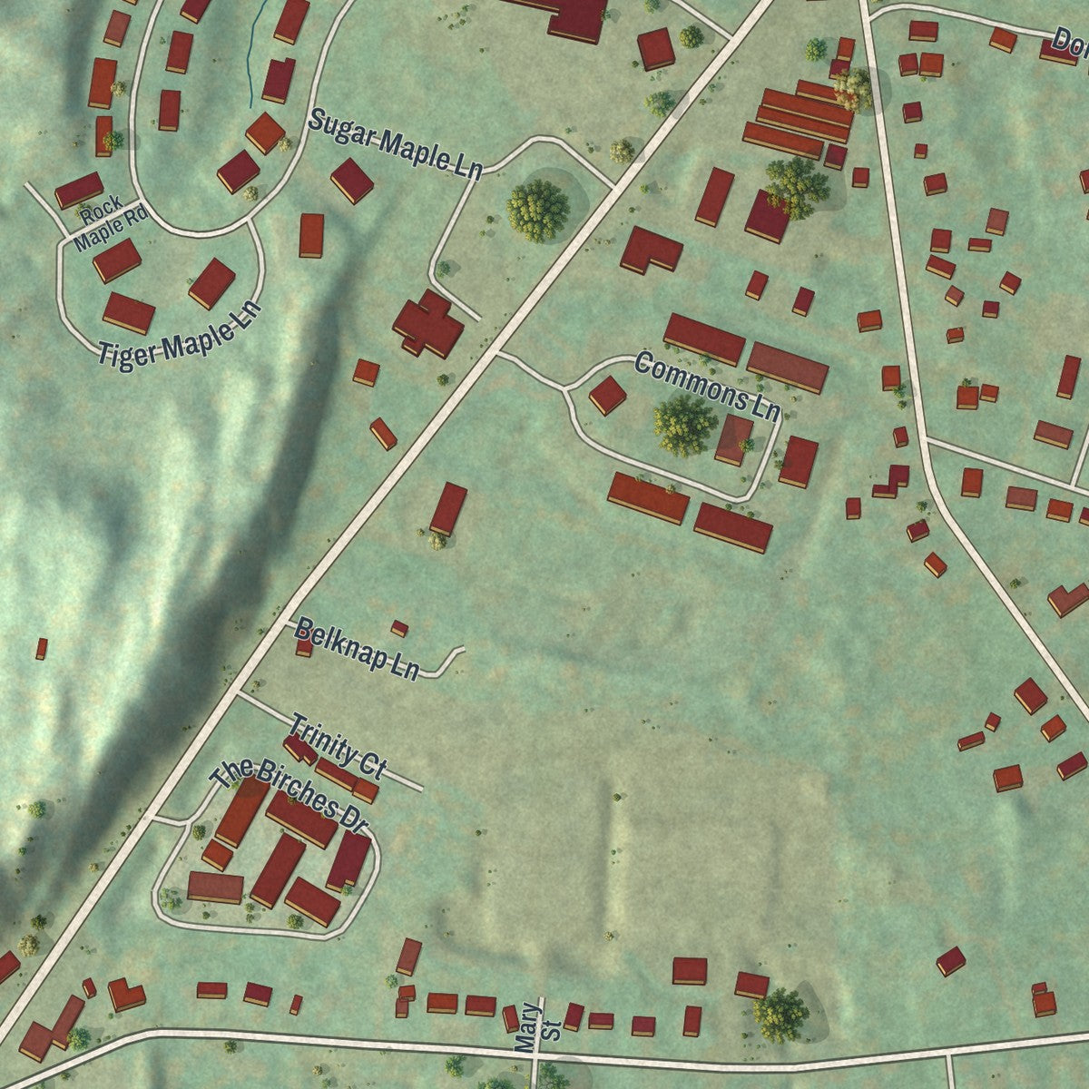 Close-up of the map of Glasco, New York print showing street and building detail