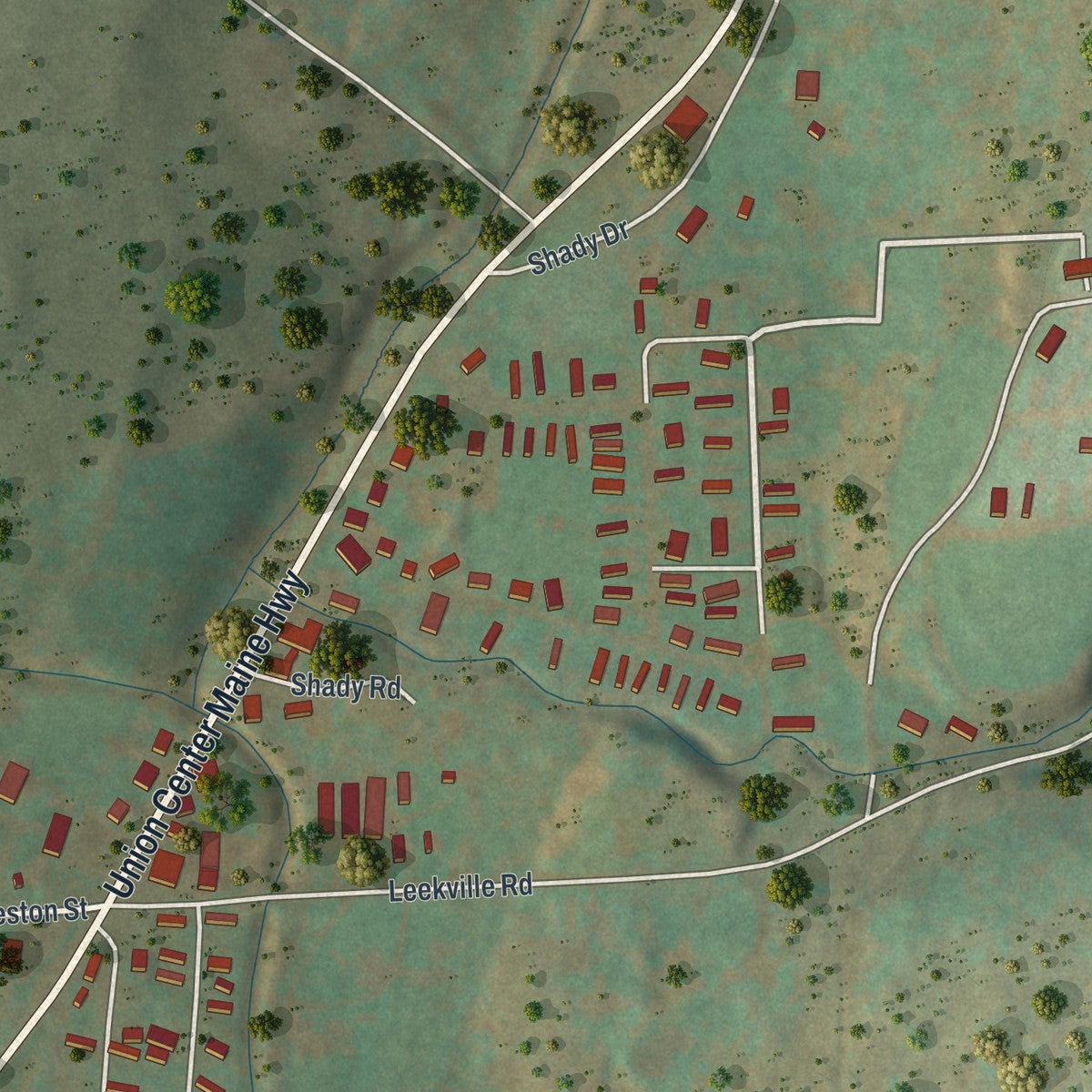 Close-up of the map of Glen Aubrey, New York print showing street and building detail