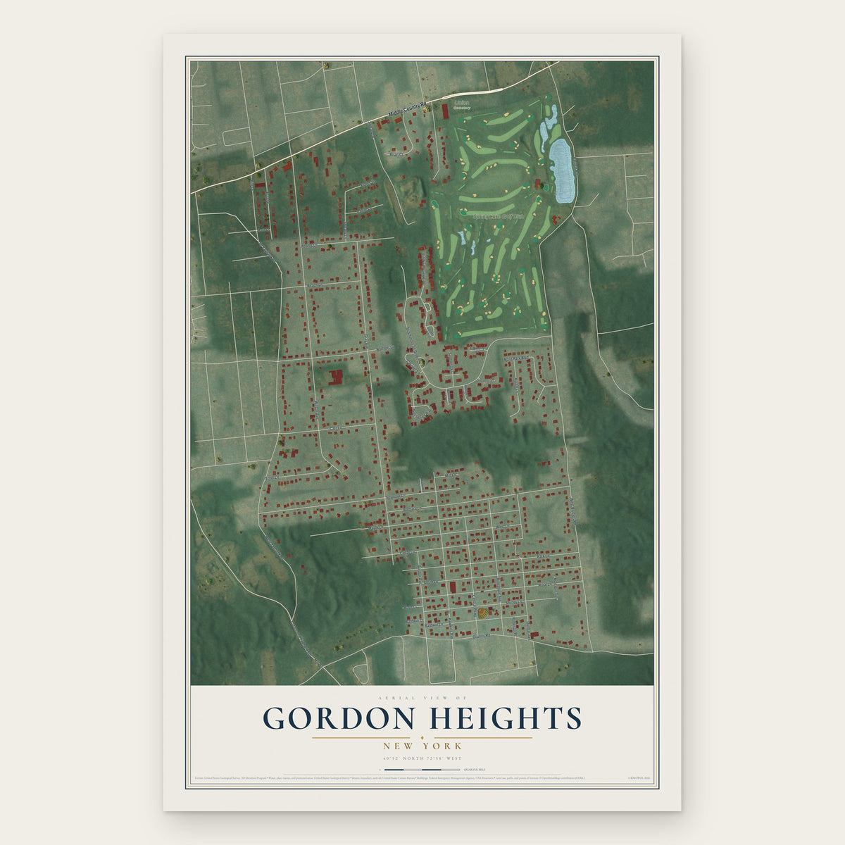 Gordon Heights, New York map print, the full design