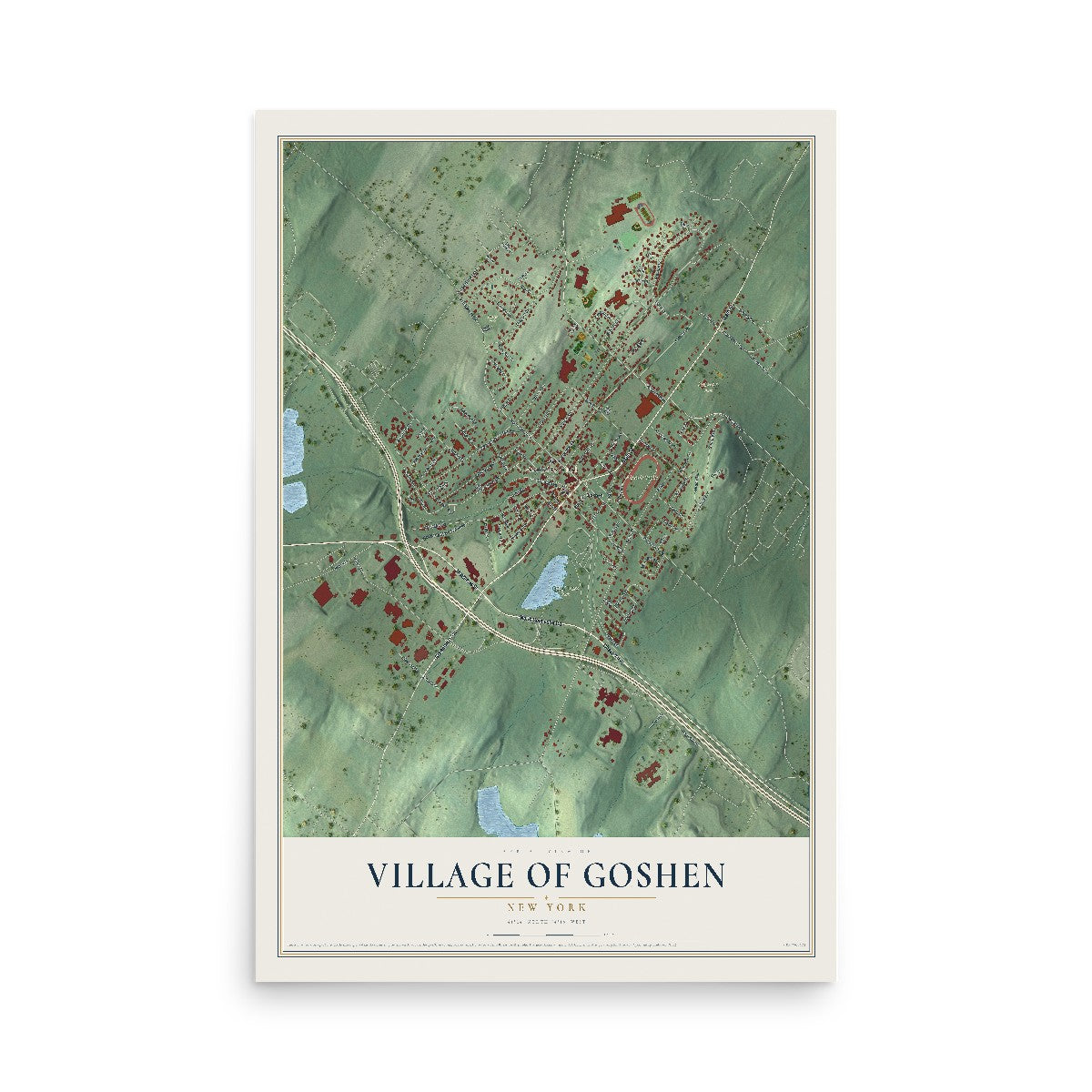 Goshen, New York map print, 12" x 18" Archival Matte Print mockup