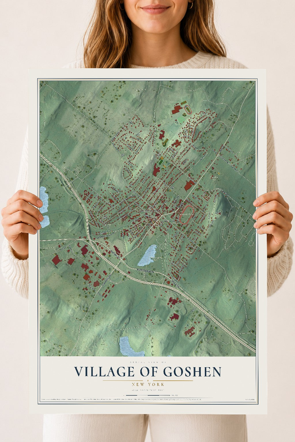 Goshen, New York map print, 18" x 24" Archival Matte Print mockup
