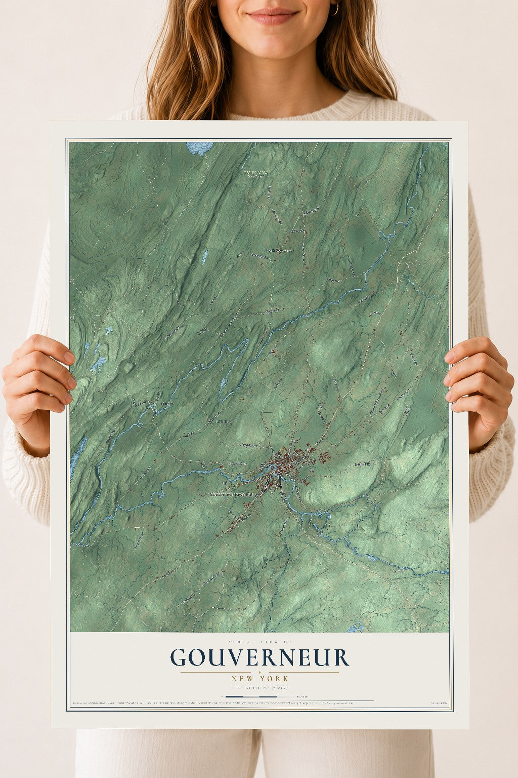 Gouverneur, New York map print, 18" x 24" Archival Matte Print mockup