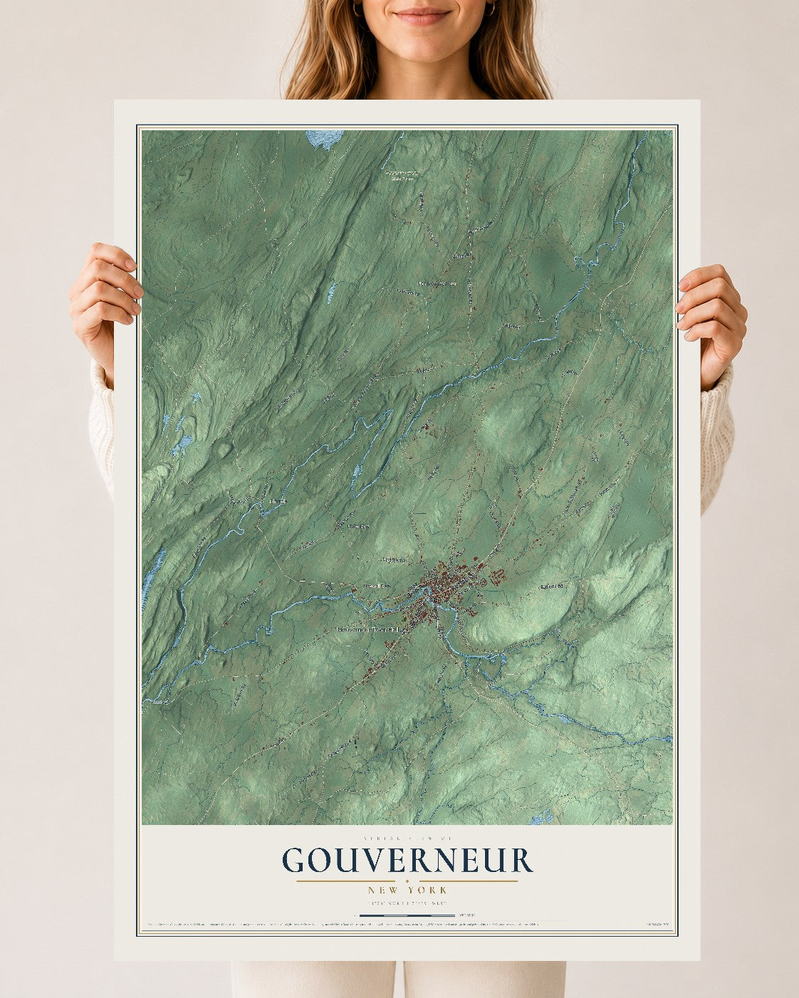 Gouverneur, New York map print, 24" x 36" Archival Matte Print mockup