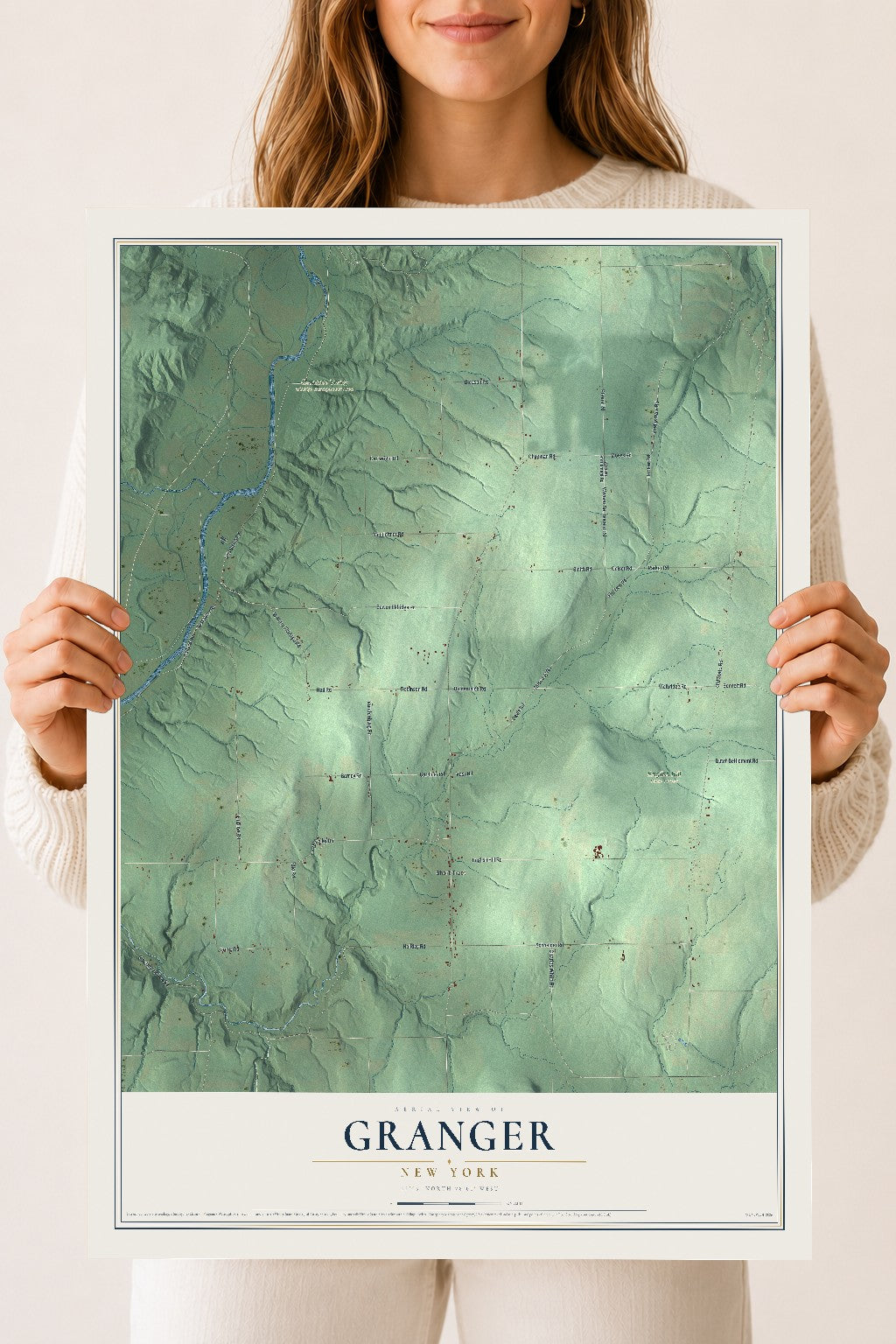 Granger, New York map print, 18" x 24" Archival Matte Print mockup