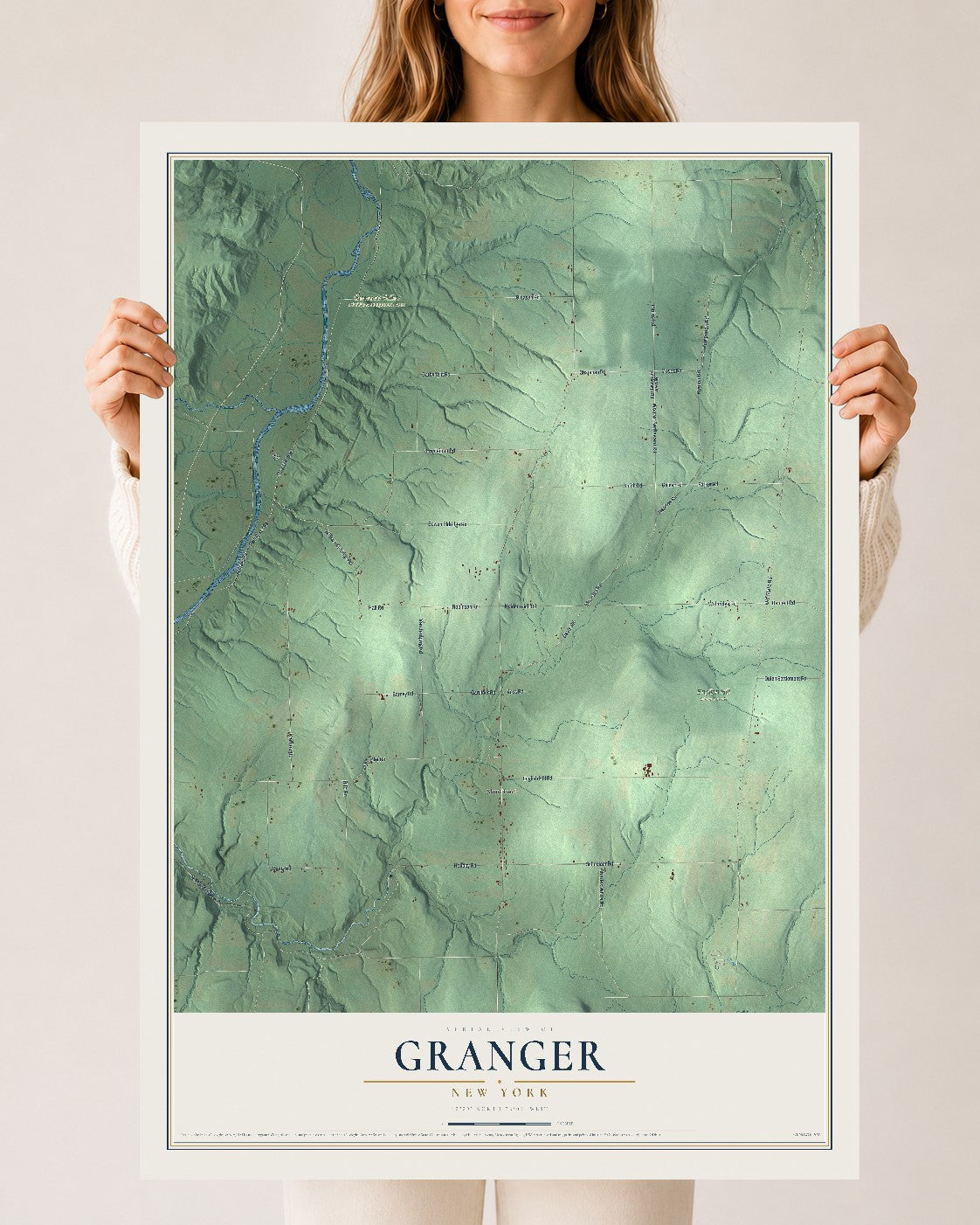 Granger, New York map print, 24" x 36" Archival Matte Print mockup