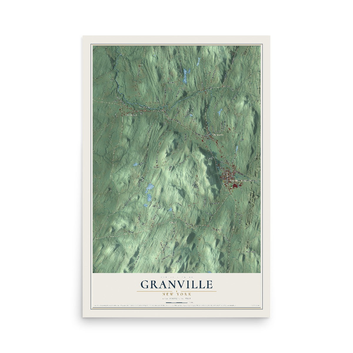 Granville, New York map print, 12" x 18" Archival Matte Print mockup