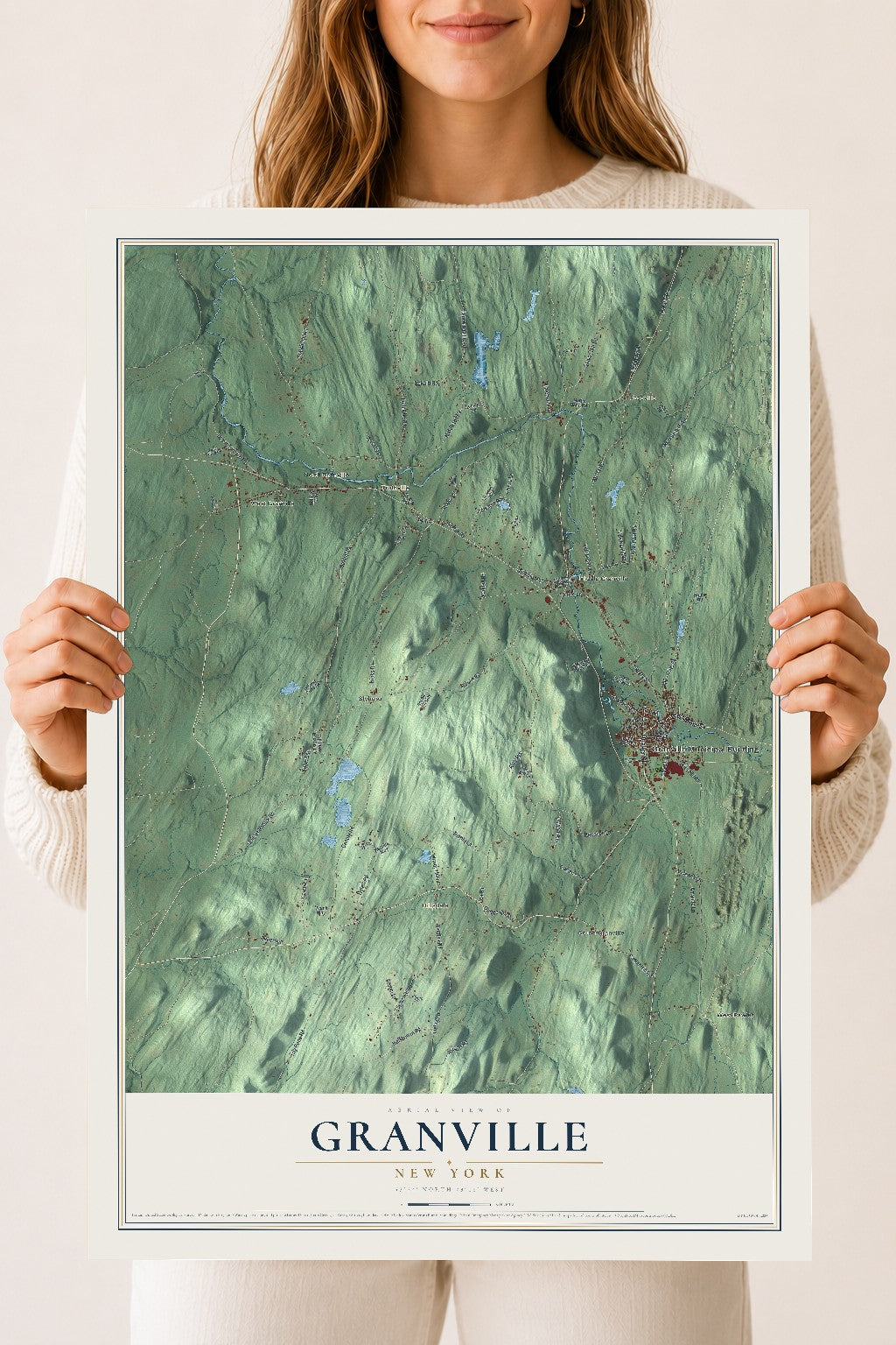 Granville, New York map print, 18" x 24" Archival Matte Print mockup