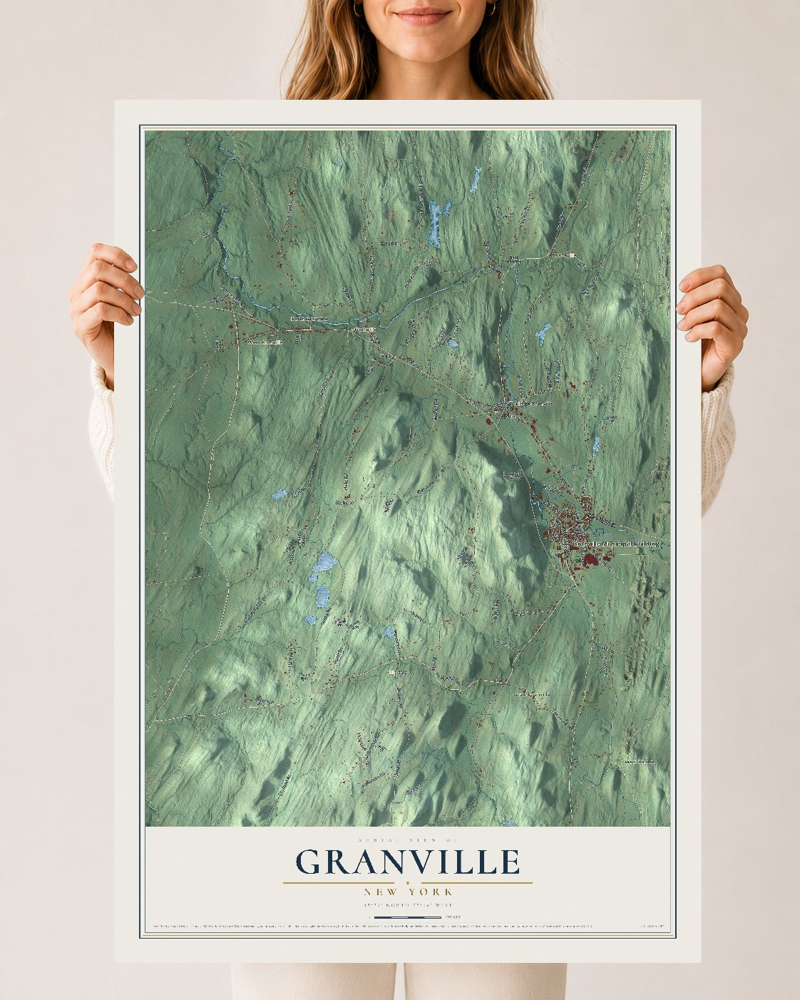 Granville, New York map print, 24" x 36" Archival Matte Print mockup