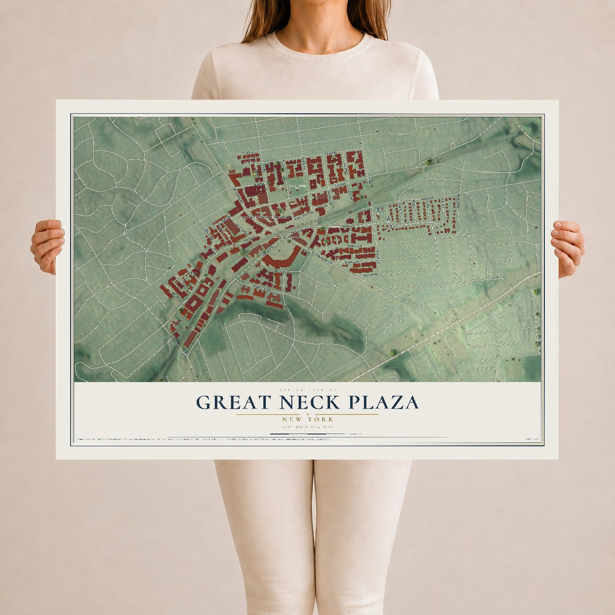 Great Neck Plaza, New York map print, 24" x 36" Archival Matte Print mockup