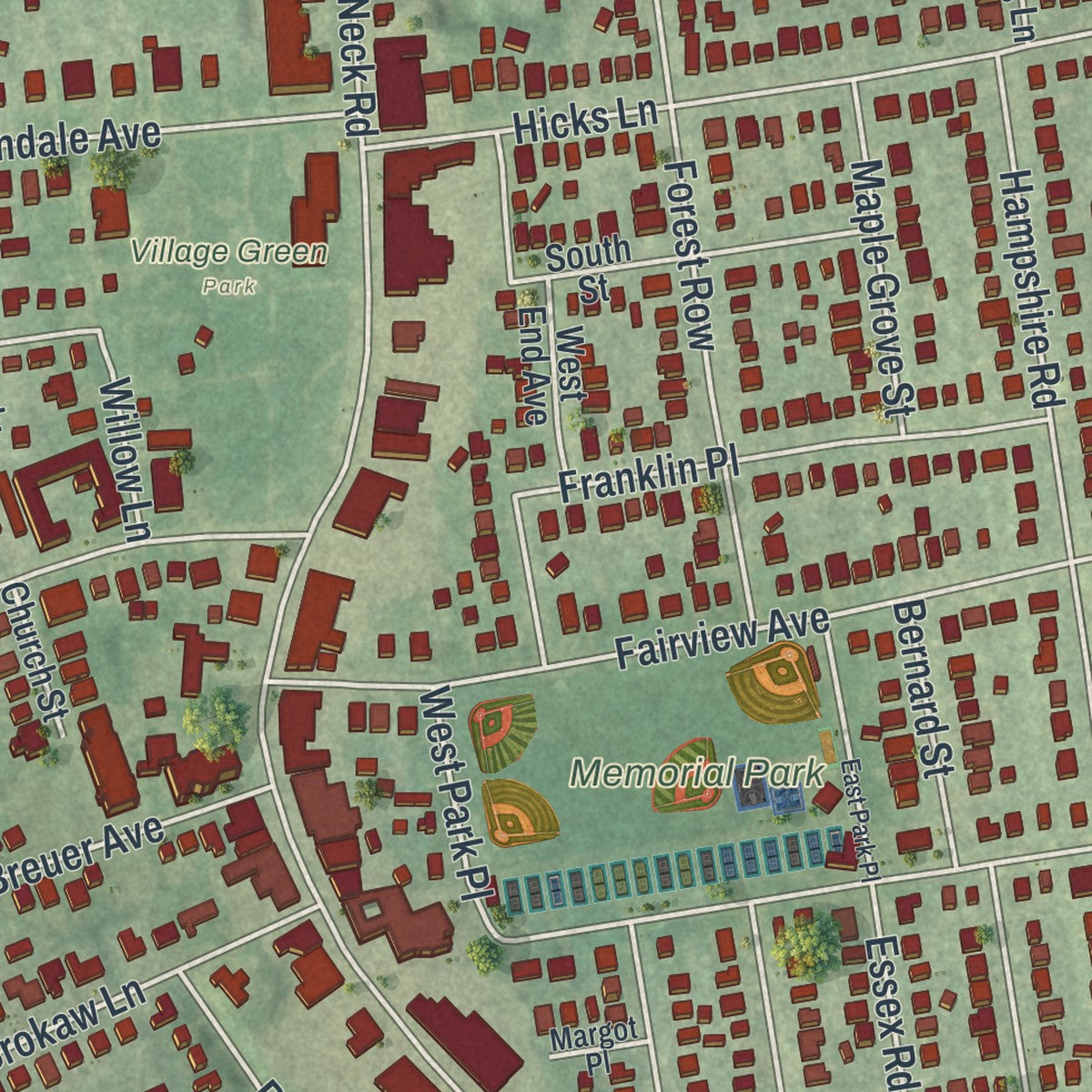Close-up 1 of the Great Neck, New York map artwork