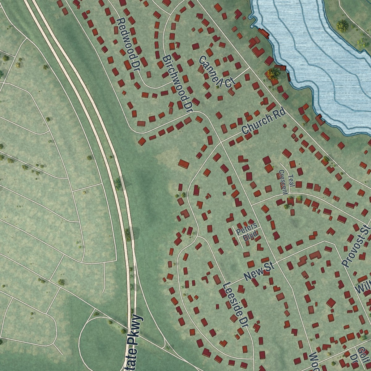 Close-up 1 of the Great River, New York map artwork