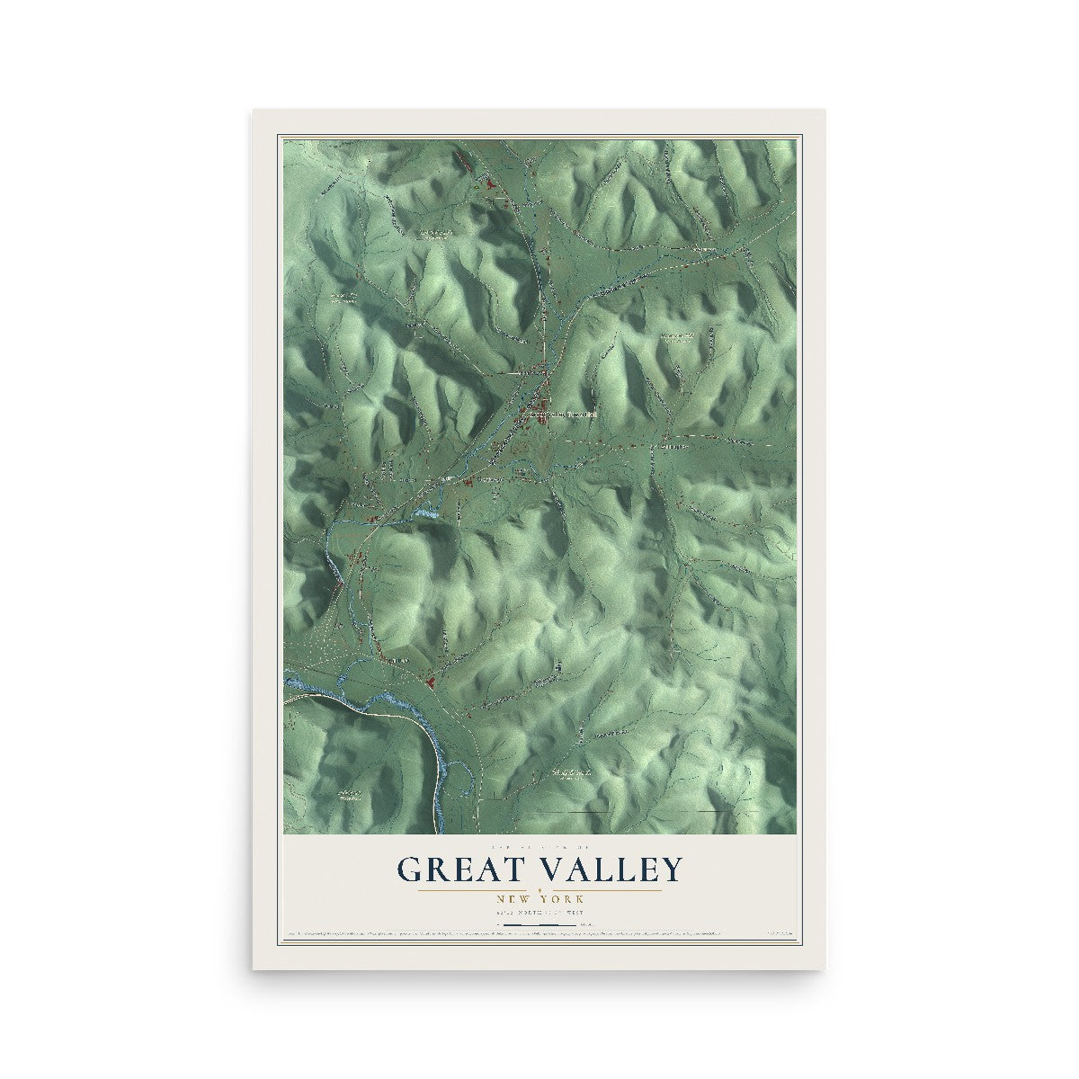 Great Valley, New York map print, 12" x 18" Archival Matte Print mockup