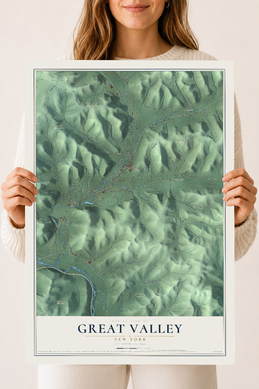 Great Valley, New York map print, 18" x 24" Archival Matte Print mockup