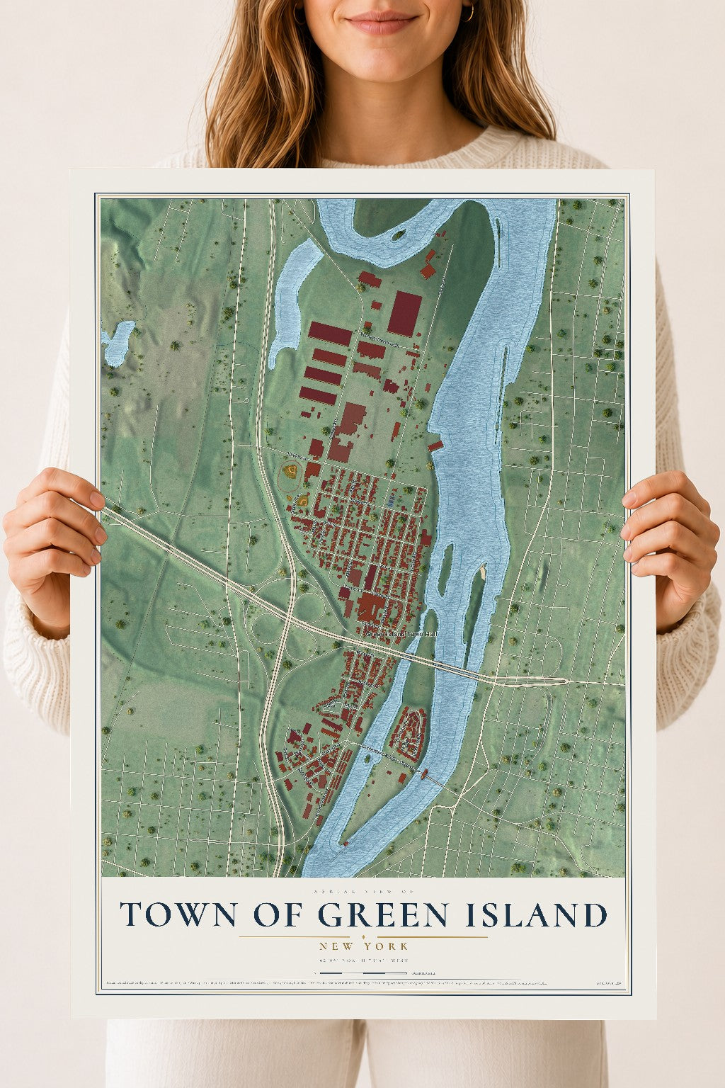 Map of the Town of Green Island, New York, 18 x 24 inch unframed archival matte print
