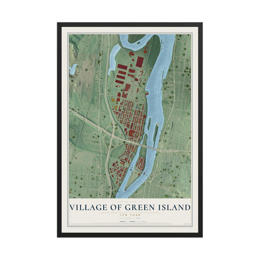 Map of the Village of Green Island, New York, 12 x 18 inch print in a black wood frame