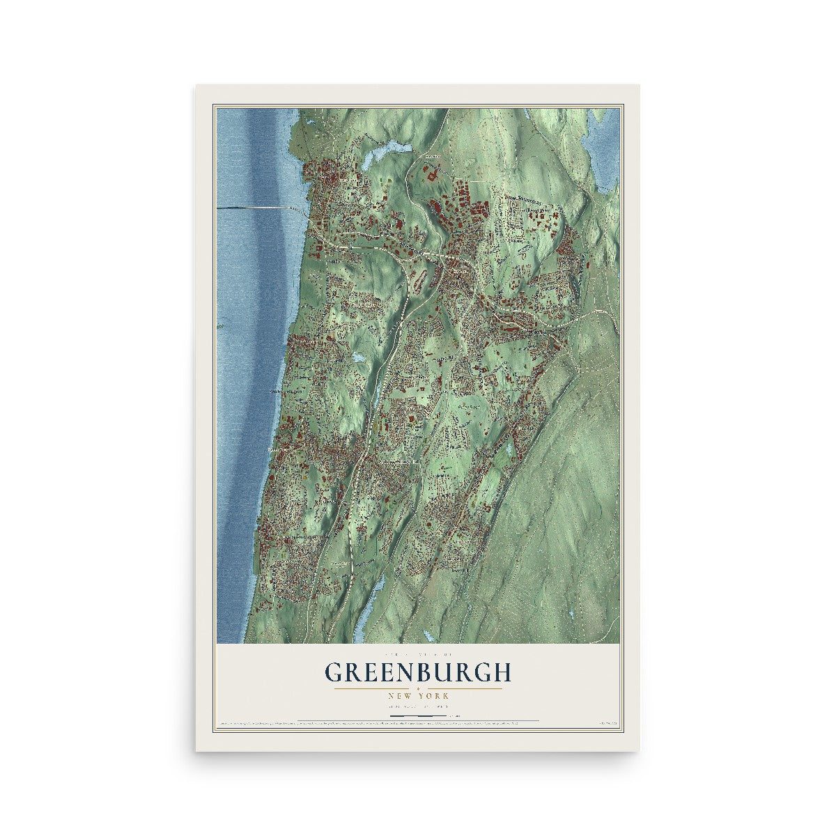 Greenburgh, New York map print, 12" x 18" Archival Matte Print mockup