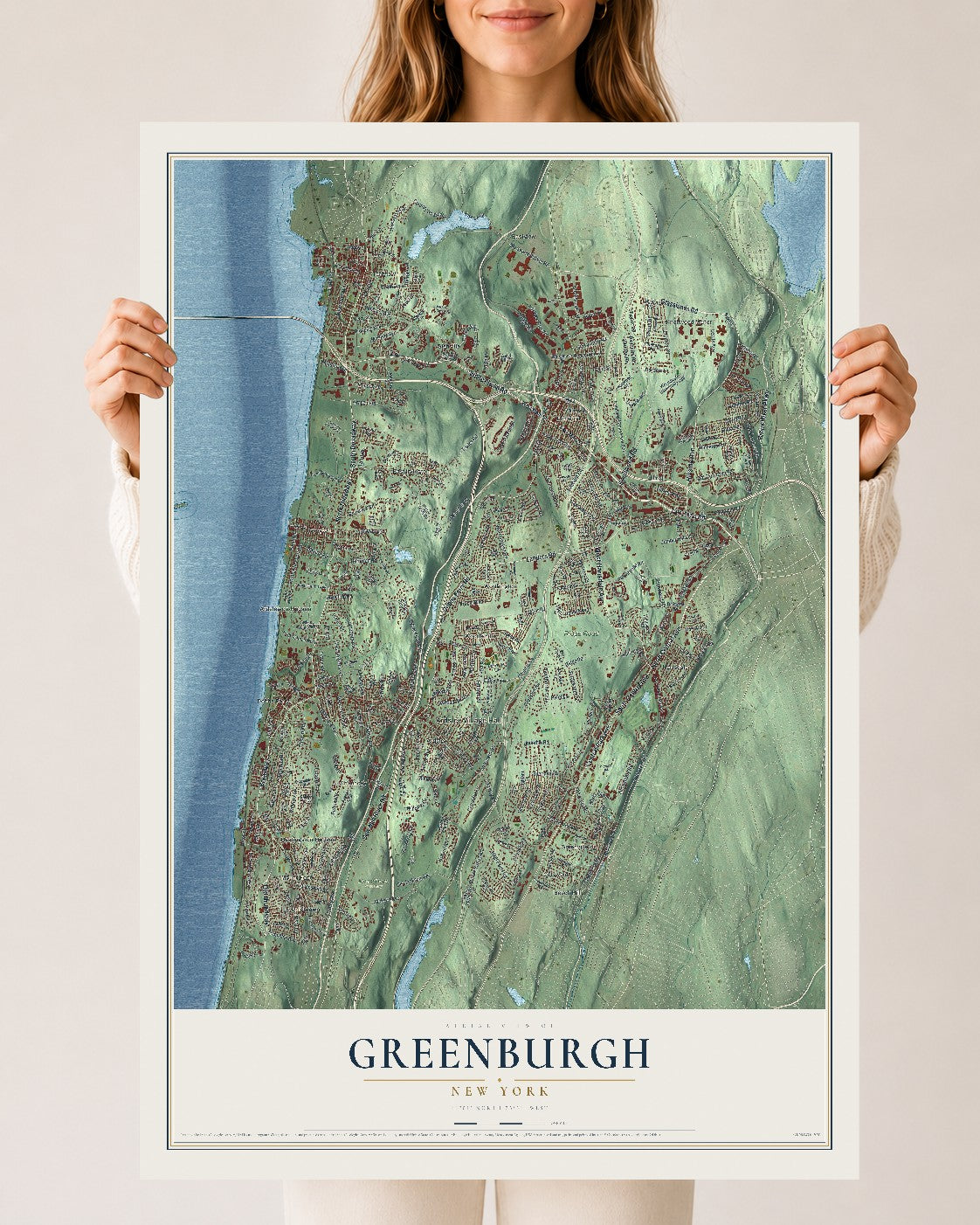 Greenburgh, New York map print, 24" x 36" Archival Matte Print mockup
