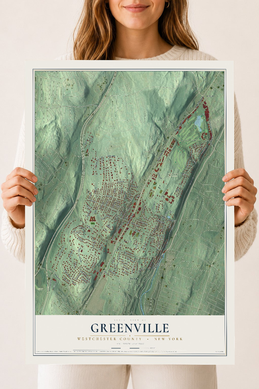 Greenville, New York map print, 18" x 24" Archival Matte Print mockup