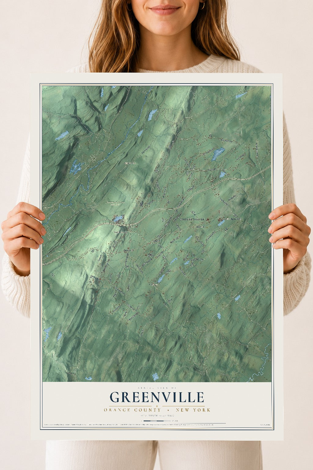 Map of Greenville, Orange County, New York, 18 x 24 inch unframed archival matte print