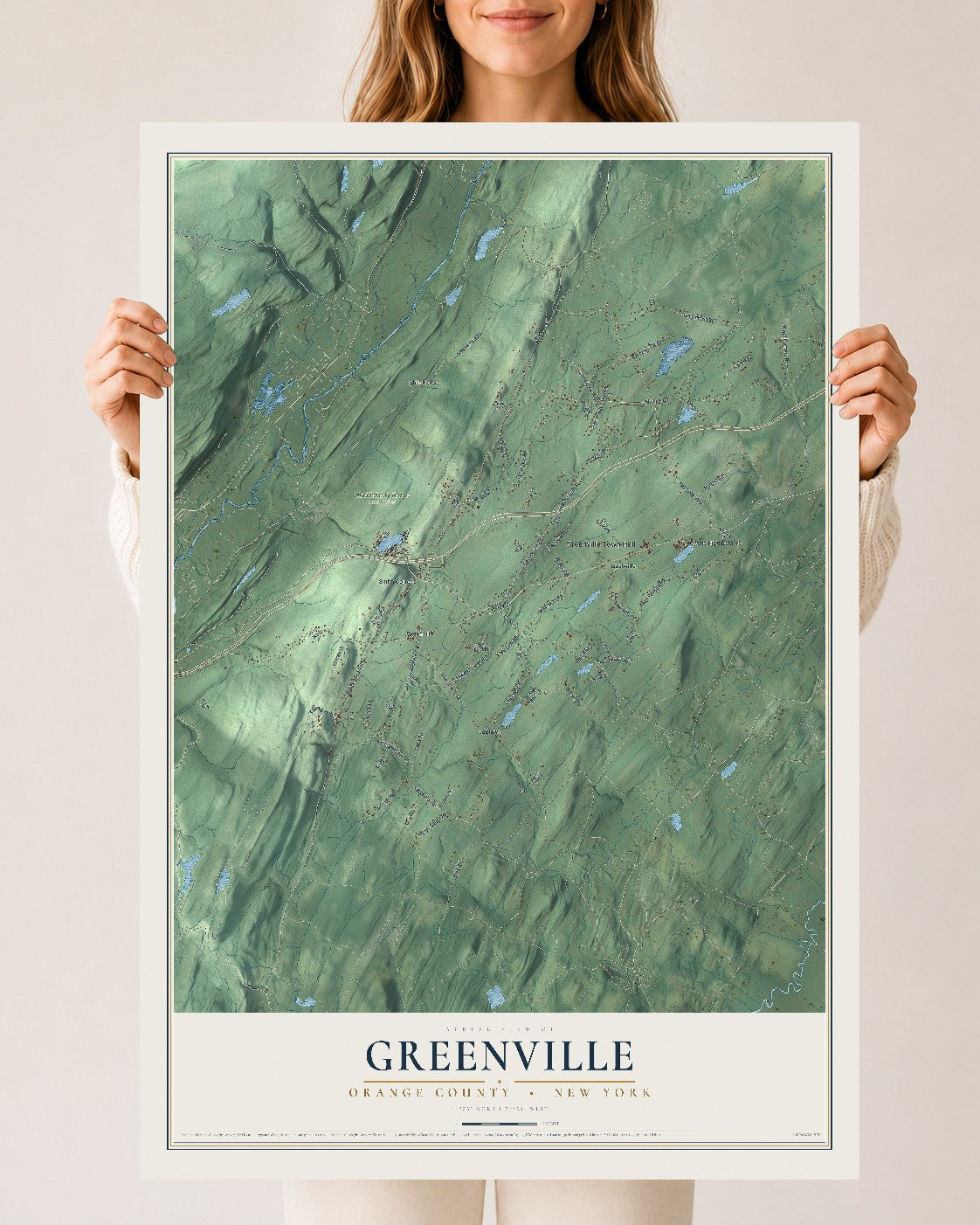 Map of Greenville, Orange County, New York, 24 x 36 inch unframed archival matte print