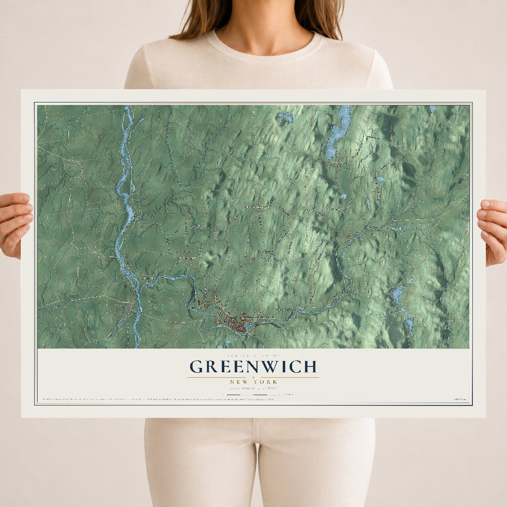 Greenwich, New York map print, 18" x 24" Archival Matte Print mockup