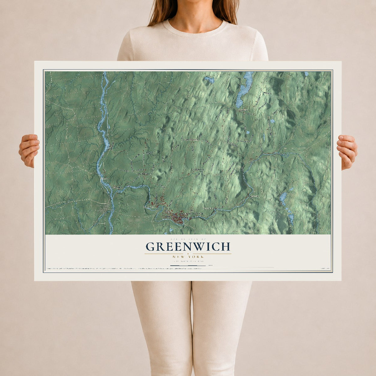 Greenwich, New York map print, 24" x 36" Archival Matte Print mockup