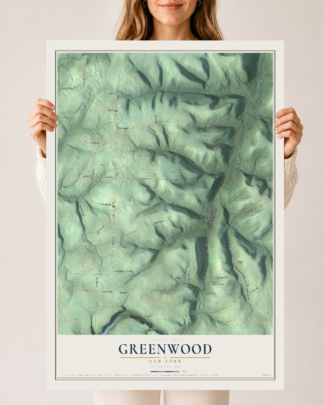 Greenwood, New York map print, 24" x 36" Archival Matte Print mockup