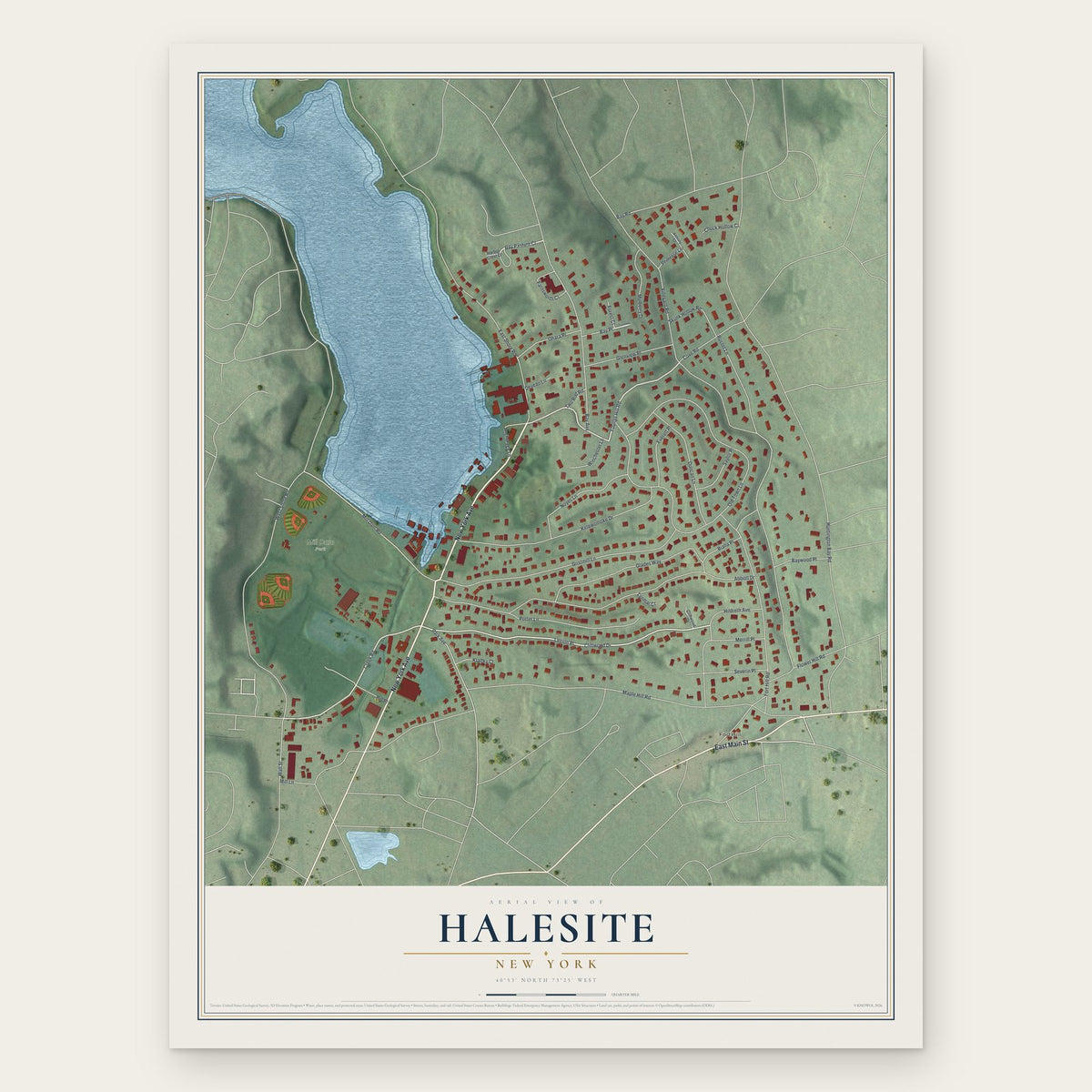 Halesite, New York map print, the full design