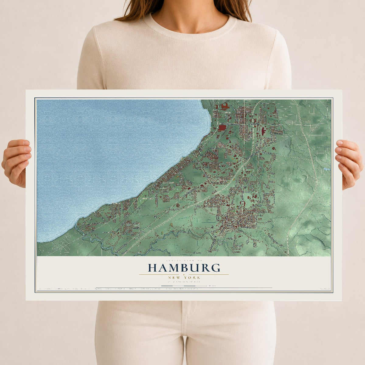 Hamburg, New York map print, 12" x 18" Archival Matte Print mockup